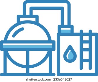 Oil Refinery Blue Icon - Single Icon, Vector