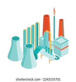 Oil refinery building isometric vector illustration