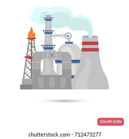 Oil refinery color flat icon