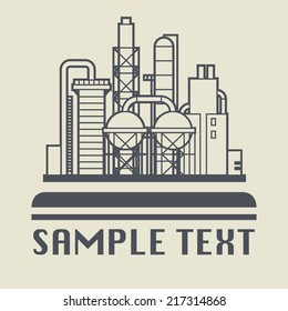 Oil Refinery Factory Icon Or Sign, Vector Illustration