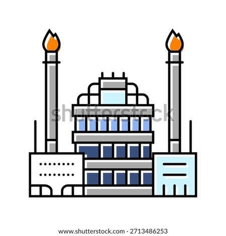 oil refinery flare stacks air pollution color icon vector. oil refinery flare stacks air pollution sign. isolated symbol illustration