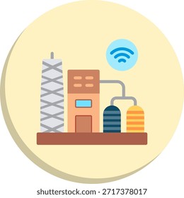 Icono de estilo de círculo plano de refinería de petróleo