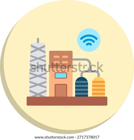 Oil Refinery Flat Circle Style Icon