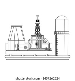 oil refinery gas factory industry petrochemical petroleum oil rig plant cartoon vector illustration graphic design