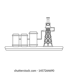 oil refinery gas factory industry petrochemical petroleum oil rig plant cartoon vector illustration graphic design
