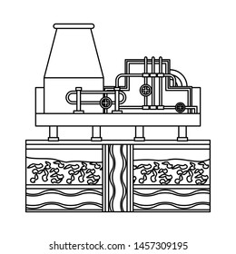 oil refinery gas factory industry petrochemical petroleum plant pipeline and destillation tank cartoon vector illustration graphic design