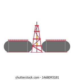 oil refinery gas factory industry petrochemical petroleum oil rig plant with storage tanks cartoon vector illustration graphic design