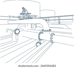 Oil refinery for gas or petroleum manufacturing industry outline concept.