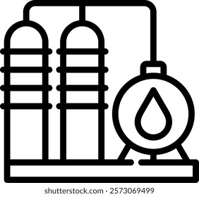 Oil Refinery Icon Line Vector Illustration