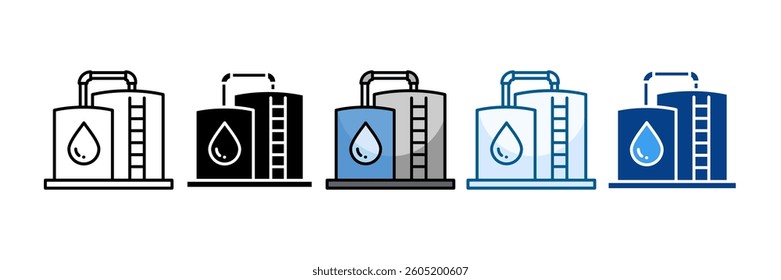 Oil Refinery Icon Set Multiple Style Collection