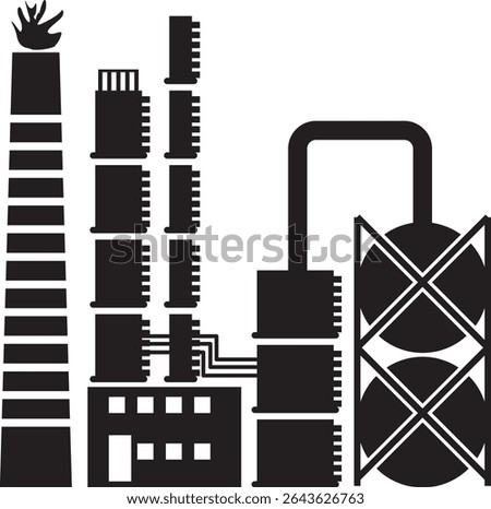 oil refinery icon vector drawing.