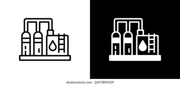 Icono de refinería de petróleo Ilustración vectorial whiteblack