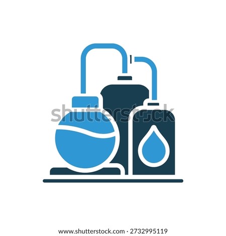 oil refinery icons outline and Flat Style,transparent background