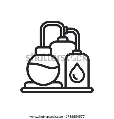 oil refinery icons outline and Flat Style,transparent background