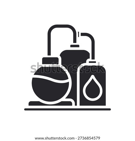 oil refinery icons outline and Flat Style,transparent background