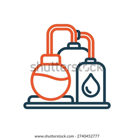 oil refinery icons outline and Flat Style,transparent background