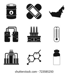 Oil refinery icons set. Simple set of 9 oil refinery vector icons for web isolated on white background