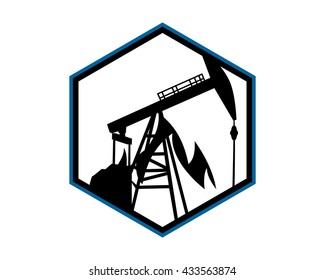 oil refinery industry icon hexagon gas fuel benzine gasoline industrial factory image vector
