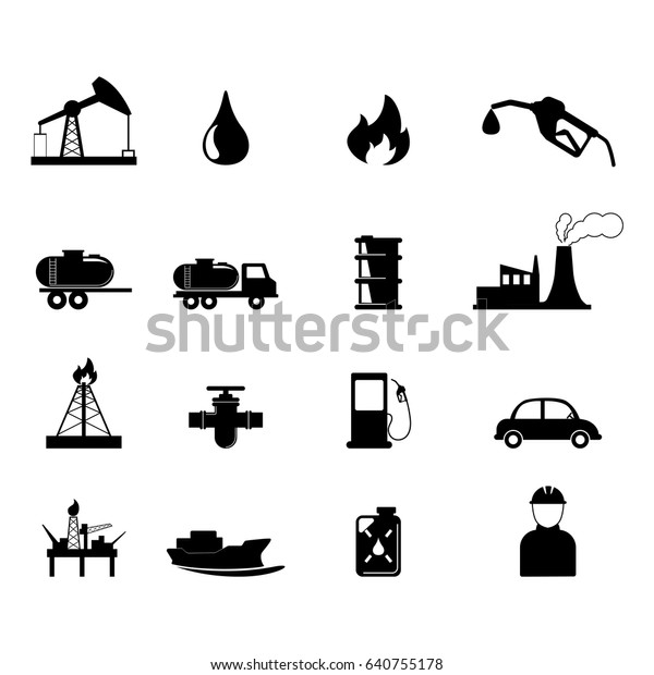 Oil Refinery Industry Icons Set Vector Stock Vector (Royalty Free ...