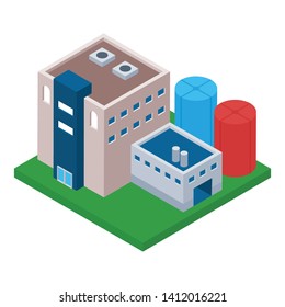 
Oil refinery industry in isometric vector 
