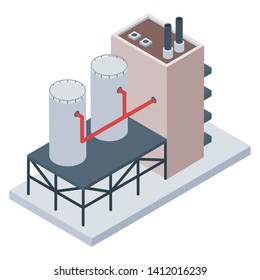 
Oil refinery industry in isometric vector 
