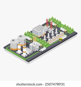 Oil refinery isometric illustrated on background