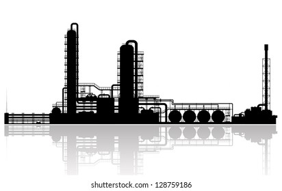 Oil refinery silhouette. Vector illustration.