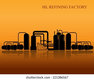 Oil refinery silhouette. Vector illustration.