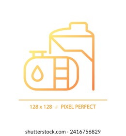 Oil refinery tank gradient linear vector icon. Petroleum product. Refinery storage. Crude oil. Energy industry. Thin line color symbol. Modern style pictogram. Vector isolated outline drawing