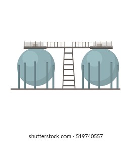 Oil refinery tank icon in cartoon style isolated on white background. Oil industry symbol stock vector illustration.