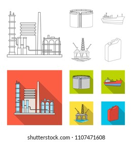 Oil refinery, tank, tanker, tower. Oil set collection icons in outline,flat style vector symbol stock illustration web.