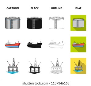 Oil refinery, tank, tanker, tower. Oil set collection icons in cartoon,black,outline,flat style vector symbol stock illustration web.