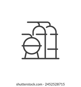 Oil Refinery Tanks line icon. linear style sign for mobile concept and web design. Oil refinery storage outline vector icon. Symbol, logo illustration. Vector graphics