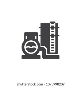 Oil refinery vector icon. filled flat sign for mobile concept and web design. Petroleum refinery industry solid icon. Symbol, logo illustration. Pixel perfect vector graphics