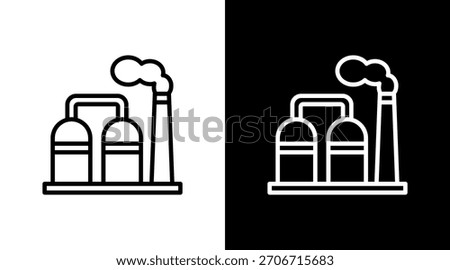 Oil Refinery White Icon Set Design