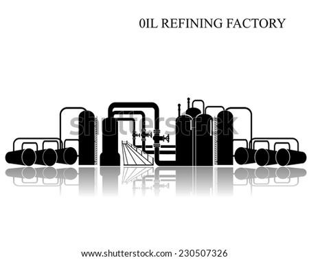 Oil refining factory. Vector illustration.