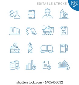 Oil related icons. Editable stroke. Thin vector icon set, black and white kit