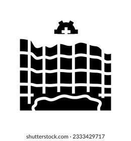 Ölreservoirsimulation Erdöl-Ingenieur Glyphsymbol Vektorgrafik. Ölreservoirsimulation Erdöl-Ingenieur Schild. einzelne Symbolillustration