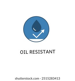 Logo resistente ao óleo emblema do vetor. Adequado para negócios, informações e produto label.drop resistente. Proteção contra a poluição. Resistente a líquidos. Imagem vetorial