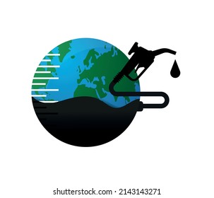 Oil resources and earth symbol.
