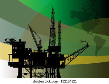 Oil rig abstract background, vector illustration