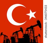oil rig with the background of the turkish flag 