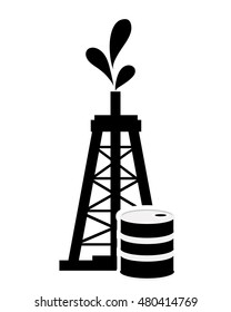 oil rig and oil barrel icon
