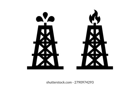 Oil Rig, black isolated vector silhouette