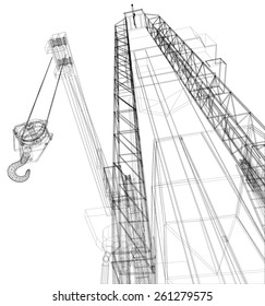 Oil rig. Detailed vector illustration isolated on white background. Vector rendering of 3d