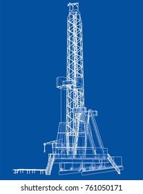 Oil rig. Detailed vector illustration isolated on white background. Vector rendering of 3d