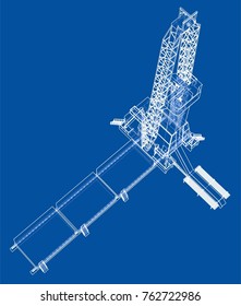 Oil rig. Detailed vector illustration isolated on white background. Vector rendering of 3d