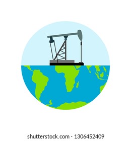 Oil rig and earth planet. Oil production. petroleum energy industrial 
