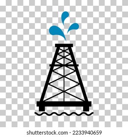 Icono gráfico plano de plataforma petrolífera, señal de gas de torre de la industria de plataforma de combustible, ilustración vectorial.