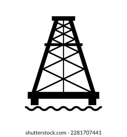 Ölplattform-Flachbild-Ikone, Brennerplattform-Turmgaszeichen, Vektorgrafik .